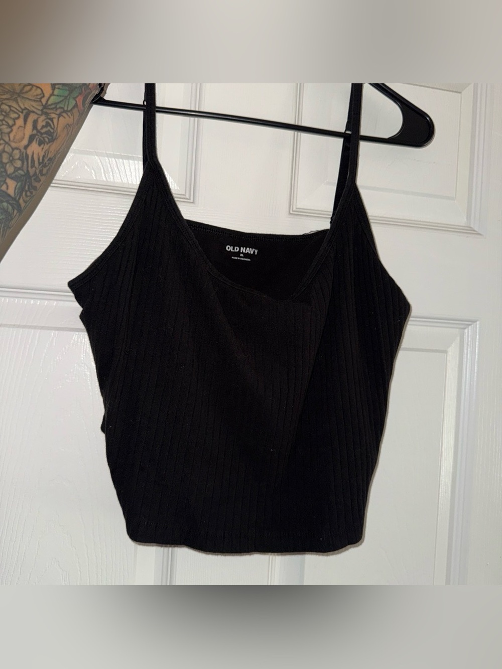 Old Navy Black Ribbed Spaghetti Strap Crop Top